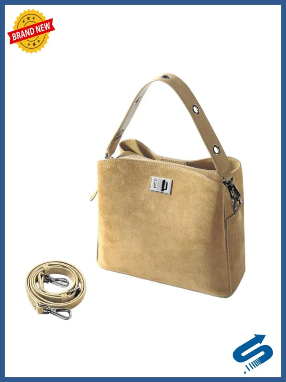 Genuine Leather Suede Hobo Bag Crossbody Shoulder Handbag Slouchy Purse